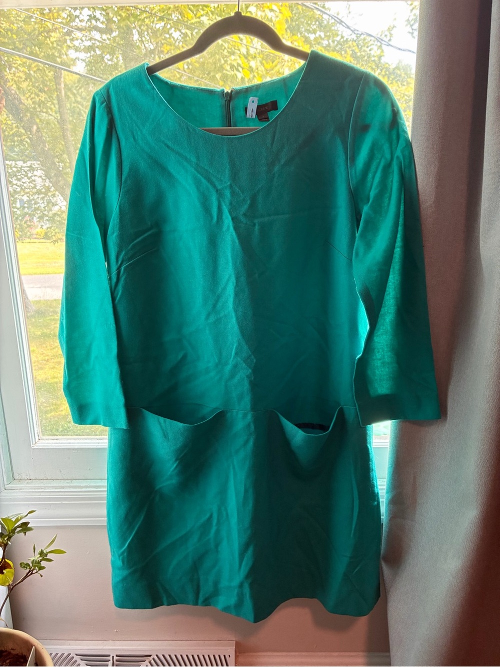 J. Crew Teal Mini Dress with Three-Quarter Sleeves